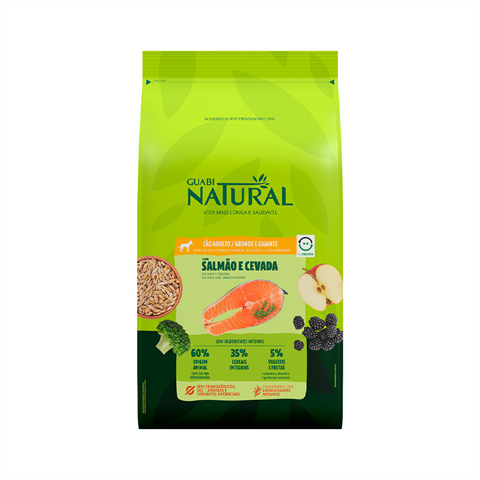 Ração Para Cães Guabi Natural Salmão e Cevada Porte Grande e Gigante 12kg
