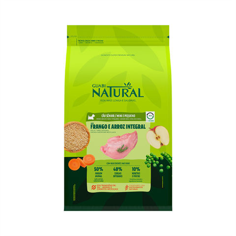 Ração Para Cães Sênior Guabi Natural Frango e Arroz Porte Pequena/Mini 10,1kg