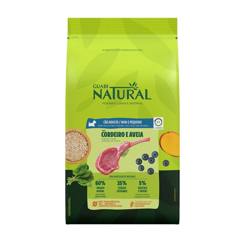 Ração Para Cães Guabi Natural Cordeiro e Aveia Porte Pequena/Mini 2,5kg