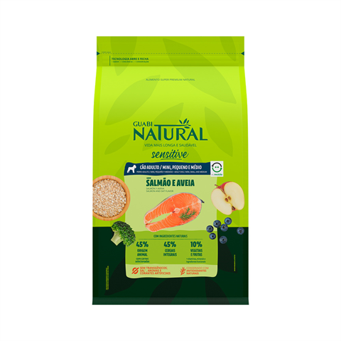 Ração Para Cães Sensitive Guabi Natural Salmão e Aveia Porte Média Pequena/Mini 2,5kg