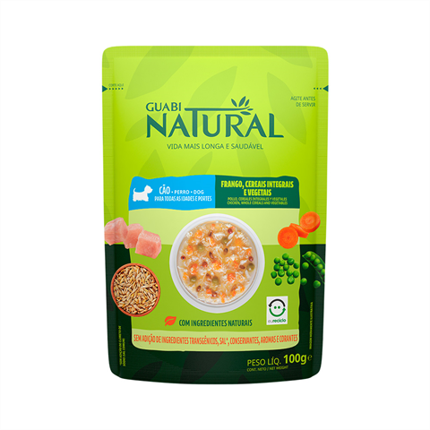 Ração Úmida Para Cães Guabi Natural Frango, Cereais Integrais e Vegetais 100g