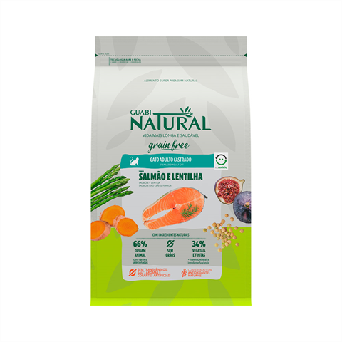 Ração Para Gatos Guabi Natural Castrado Salmão e Lentilha 7,5kg