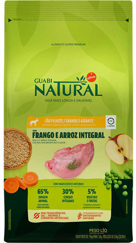 Ração Para Cães Guabi Natural Frango e Arroz Integral Porte Grande e Gigante 20kg