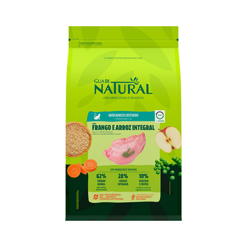 Ração Para Gatos Guabi Natural Adulto Castrados Frango e Arroz 1,5kg