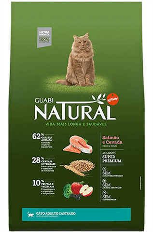 Ração Para Gatos Guabi Natural Adulto Castrados Salmão e Cevada 1,5kg