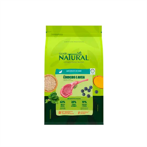 Ração Para Gatos Guabi Natural Adulto Castrados Cordeiro e Aveia 1,5kg