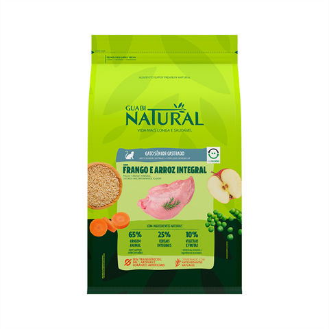 Ração Para Gatos Sênior Guabi Natural Castrados Frango e Arroz 7,5kg