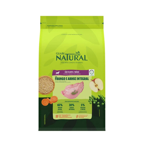 Ração Para Cães Guabi Natural Frango e Arroz Integral Porte Média 20kg