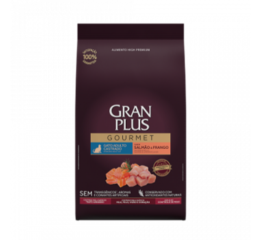Ração Para Gatos Gran Plus Gourmet Castrados Salmão e Frango 10,1kg
