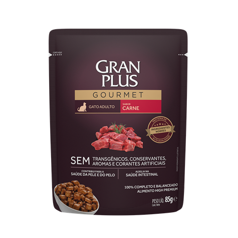 Sachê Para Gatos Gran Plus Gourmet Adulto Carne 85g
