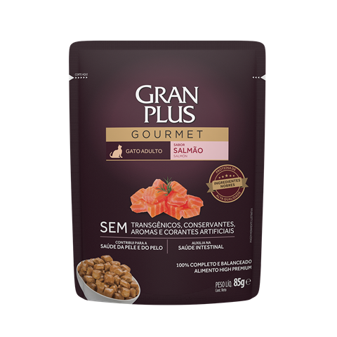 Sachê Para Gatos Gran Plus Gourmet Adulto Salmão 85g