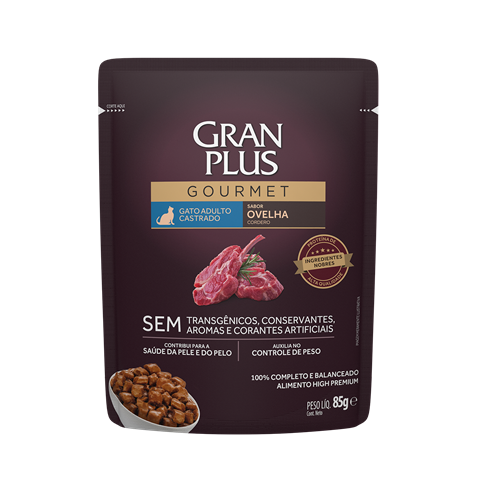 Sachê Para Gatos Gran Plus Gourmet Castrado Ovelha 85g