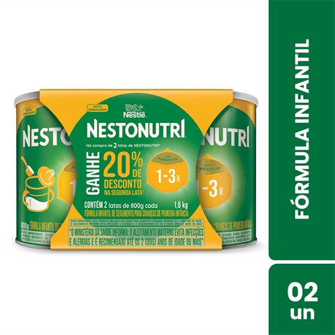 Pack Fórmula Infantil Nestonutri 1 A 3 Anos 800g Com 20% De Desconto Na Segunda Lata