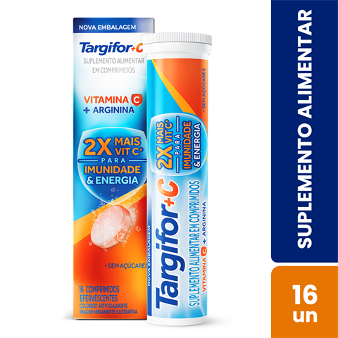 Suplemento Alimentar Targifor+C Vitamina C + Arginina Com 16 Comprimidos Efervescentes
