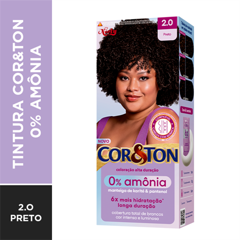 Tintura Cor&Ton 0% Amônia - 2.0 Preto