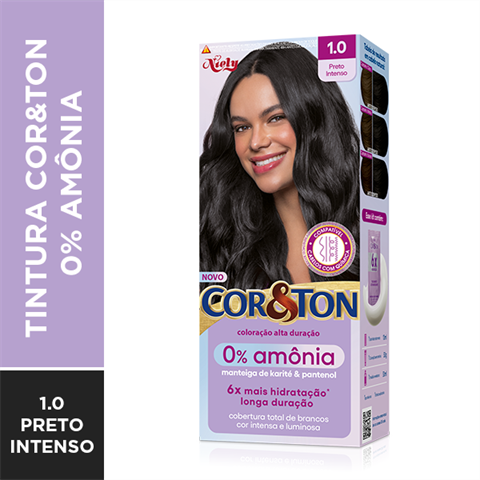 Tintura Cor&Ton 0% Amônia - 1.0 Preto Intenso