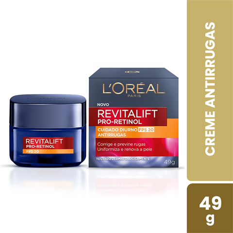 Creme Antirrugas L'Oréal Paris Revitalift Retinol FPS20, 49g