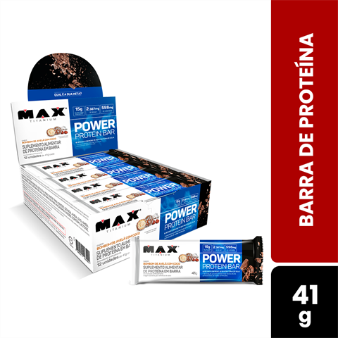 Barra De Proteína Max Titanium Power Protein Bar Sabor Bombom De Avelã E Coco Com 12 Unidades De 41g