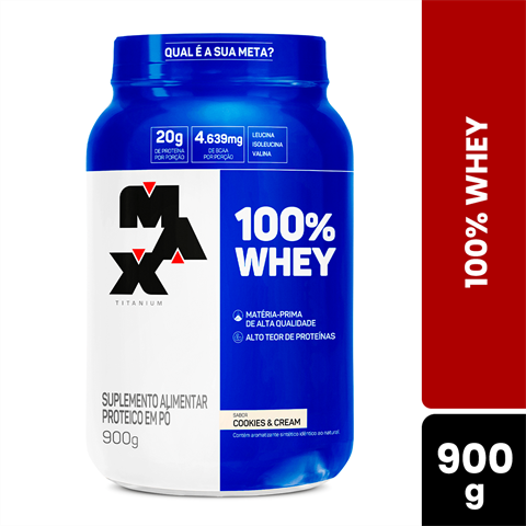 100% Whey Max Titanium Sabor Cookies E Cream Com 900g