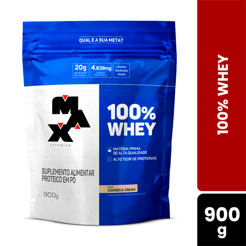 100% Whey Max Titanium Sabor Cookies E Cream Refil Com 900g