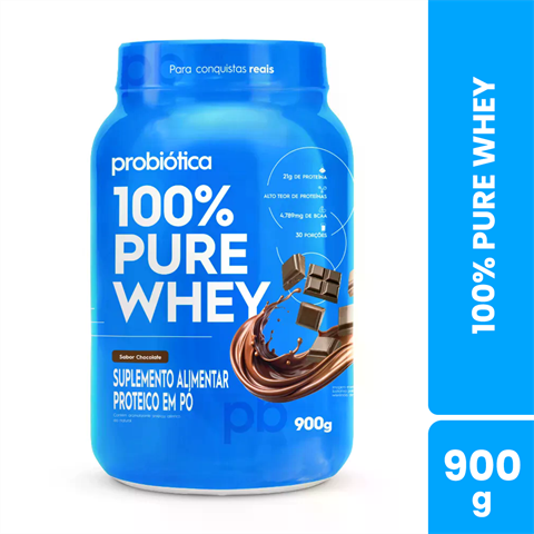 100% Pure Whey Probiótica Sabor Chocolate Com 900g