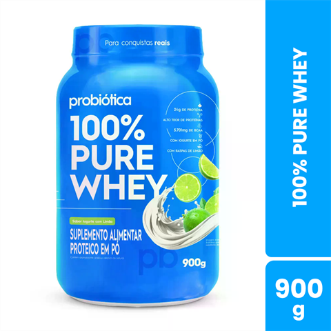 100% Pure Whey Probiótica Sabor Iogurte Com Limão Com 900g