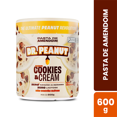 Pasta De Amendoim Dr. Peanut Sabor Cookies&Cream Com 600g
