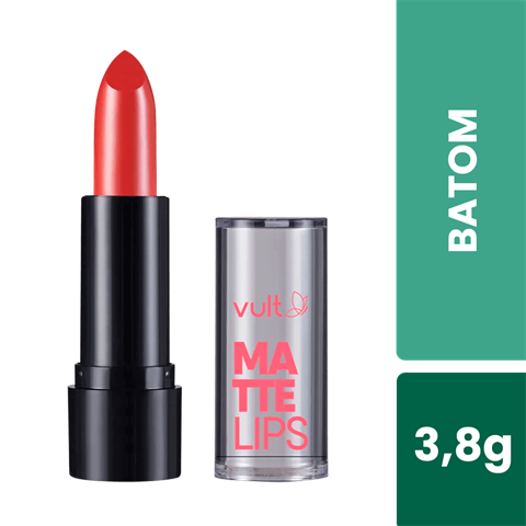 Batom Mate Lips Vermelho Carmim Vult 3,8g