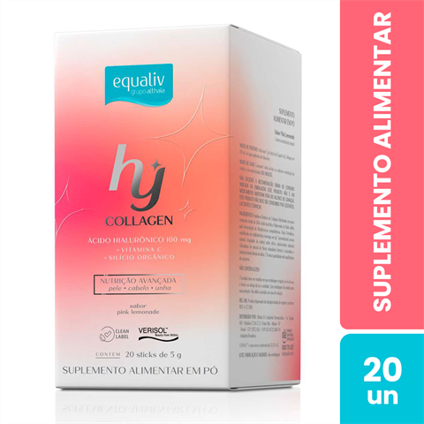 Suplemento Alimentar Em Pó Equaliv Hy Collagen Sabor Pink Lemonade Com 20 Sticks De 5g