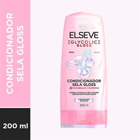 Condicionador Sela Gloss L'Oréal Paris Elseve Glycolic Gloss, 200ml