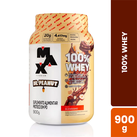 100% Whey Max Titanium Dr. Peanut Sabor Bueníssimo Com 900g