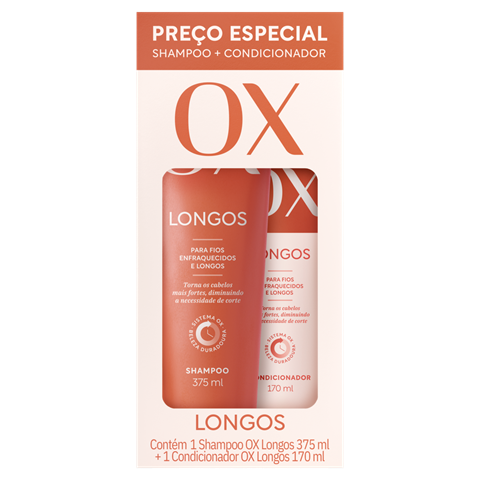 Kit OX Shampoo e Condicionador Longos 375+170ml