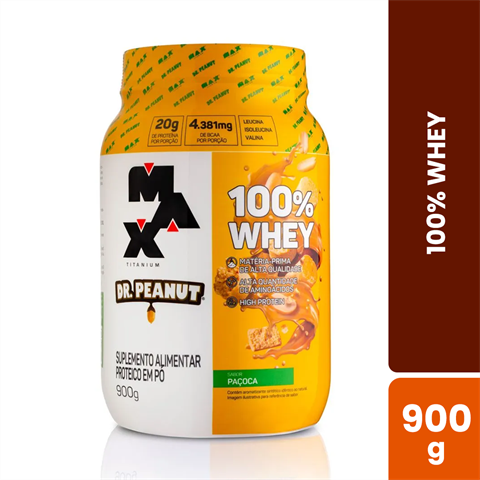100% Whey Max Titanium Dr. Peanut Sabor Paçoca Com 900g