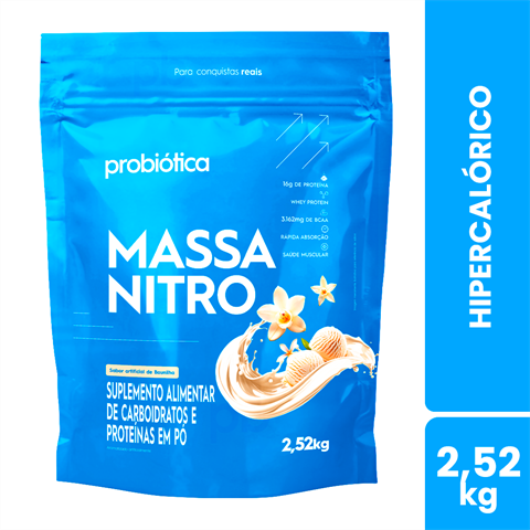 Hipercalórico Massa Nitro Probiótica Sabor Baunilha Refil Com 2,52kg