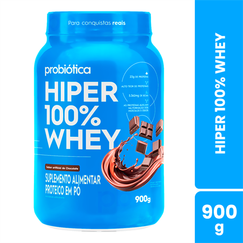 Hiper 100% Whey Probiótica Sabor Chocolate Com 900g