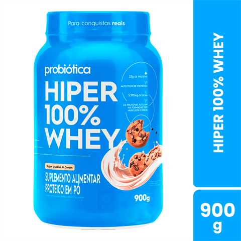 Hiper 100% Whey Probiótica Sabor Cookies & Cream Com 900g