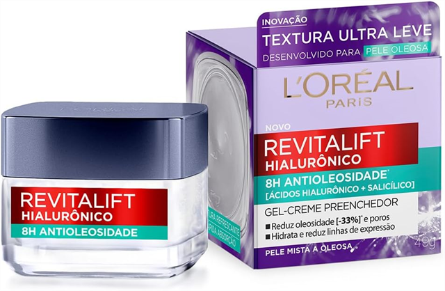 Gel Creme Hidratante Antioleosidade Loreal Paris Hialurônico, 49g
