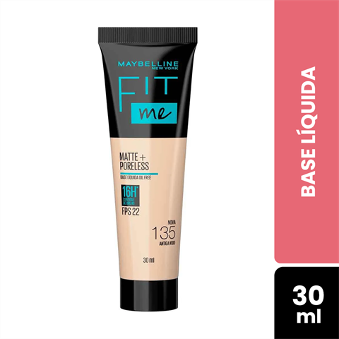 Base Líquida Maybelline New York Fit Me Matte+Poreless FPS22 Cor 135 30ml