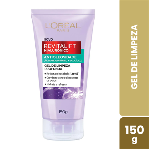 Gel de Limpeza Antioleosidade L'Oréal Paris Hialurônico, 150g