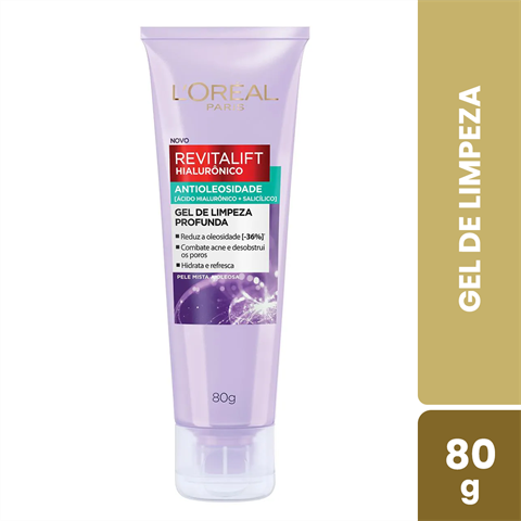 Gel de Limpeza Antioleosidade L'Oréal Paris Hialurônico, 80g