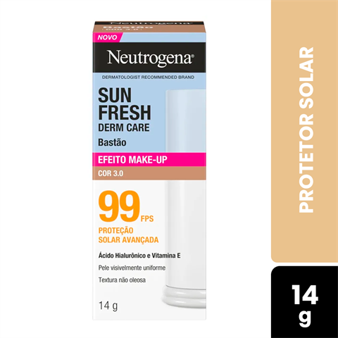 Protetor Solar Neutrogena Sun Fresh Derm Care Bastão Efeito Make-Up FPS99 Cor 3.0 Com 14g