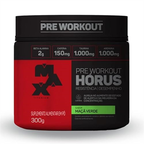 Pré Treino Max Titanium Hórus Sabor Maça Verde Pote 300g
