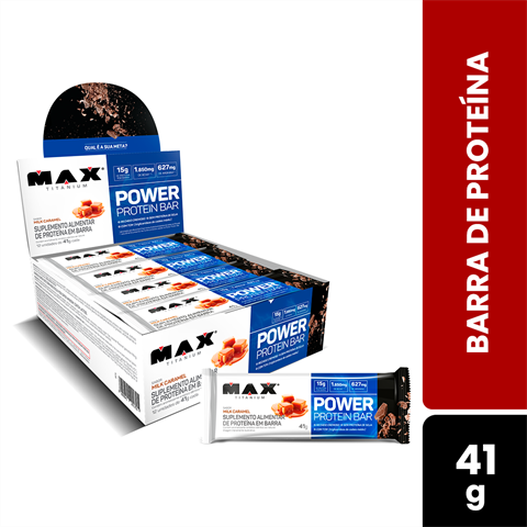 Barra De Proteína Max Titanium Power Protein Bar Sabor Milk Caramel Com 12 Unidades De 41g