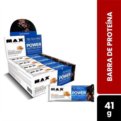 Barra De Proteína Max Titanium Power Protein Bar Sabor Peanut Butter Com 12 Unidades De 41g