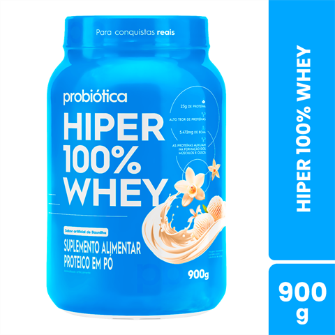 Hiper 100% Whey Probiótica Sabor Baunilha Com 900g