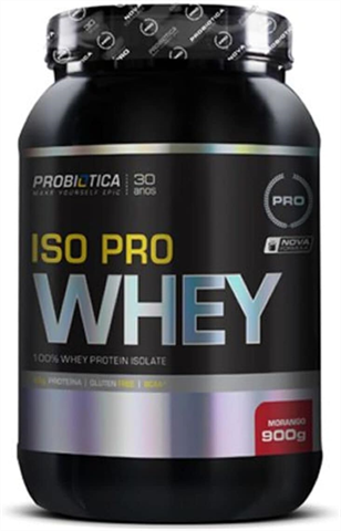 Iso Pro Whey Probiótica Sabor Morango Com 900g