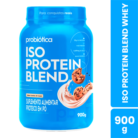 Iso Protein Blend Whey Probiótica Sabor Cookies & Cream Com 900g
