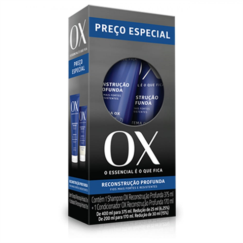Kit Shampoo 375ml + Condicionador 170ml OX Reconstrução Profunda