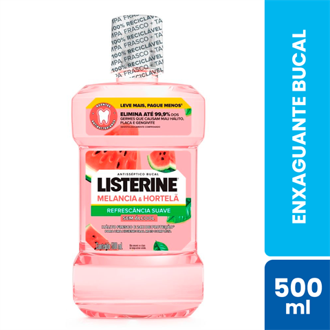 Enxaguante Bucal Listerine Melancia & Hortelã Sem Álcool 500ml