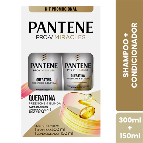 Kit Pantene Pro-V Miracles Queratina Shampoo 300ml + Condicionador 150ml